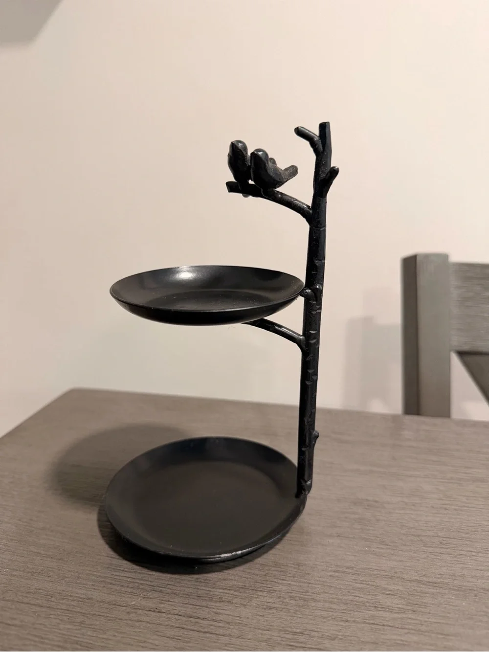 Pier 1 Black Two-Tier Bird Branch Serving Stand